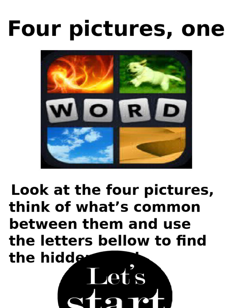4 Pictures 1 Word Game Games 106781 | PDF