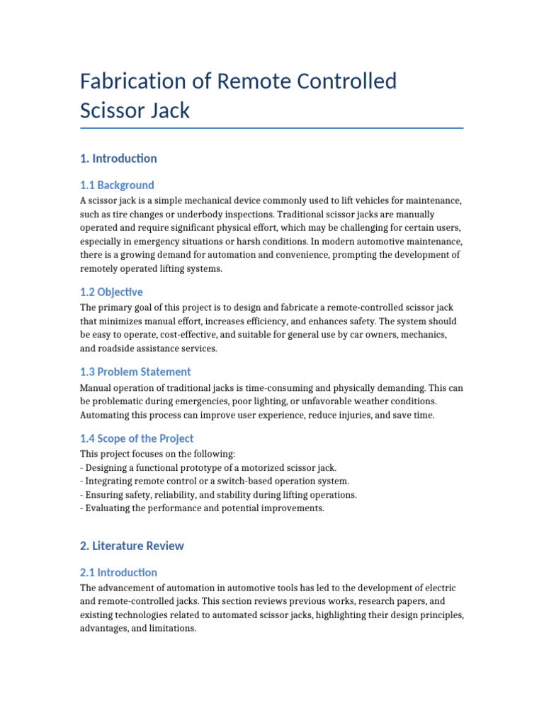 Remote-Controlled Scissor Jack Design | PDF | Switch | Automation