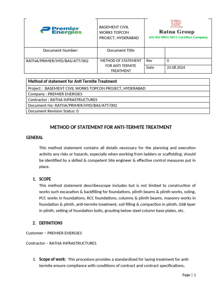 2 Method Statement For Att | PDF | Personal Protective Equipment | Safety