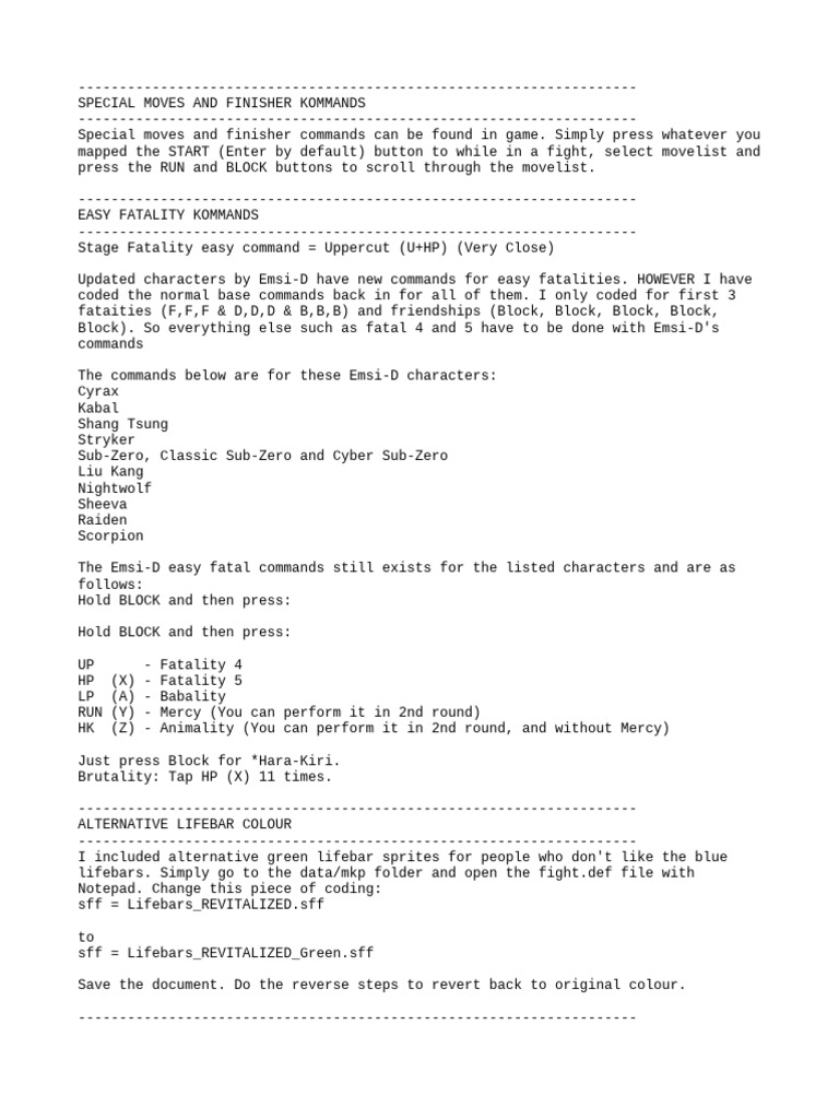 Movelists, Kodes and Secrets | PDF | Video Games | Video Game Franchises