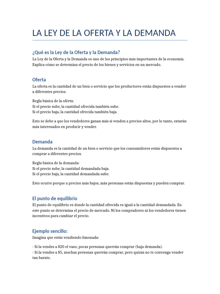 Ley de la Oferta y la Demanda | PDF