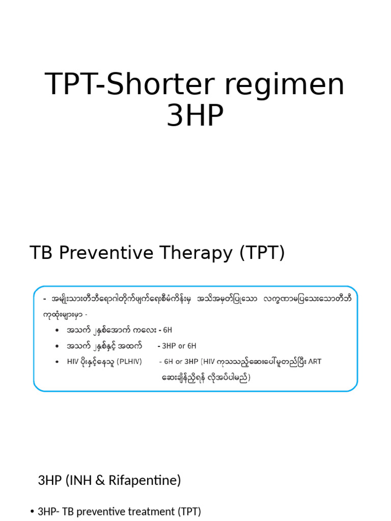 3HP TB Preventive Therapy Guide | PDF | Health Care | Pharmacology
