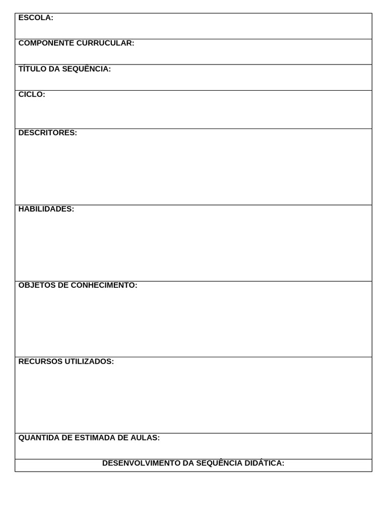 Modelo de Sequência Didática | PDF