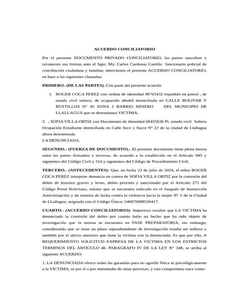 Acuerdo Conciliatorio en Caso de Lesiones | PDF | Fiscal | Justicia