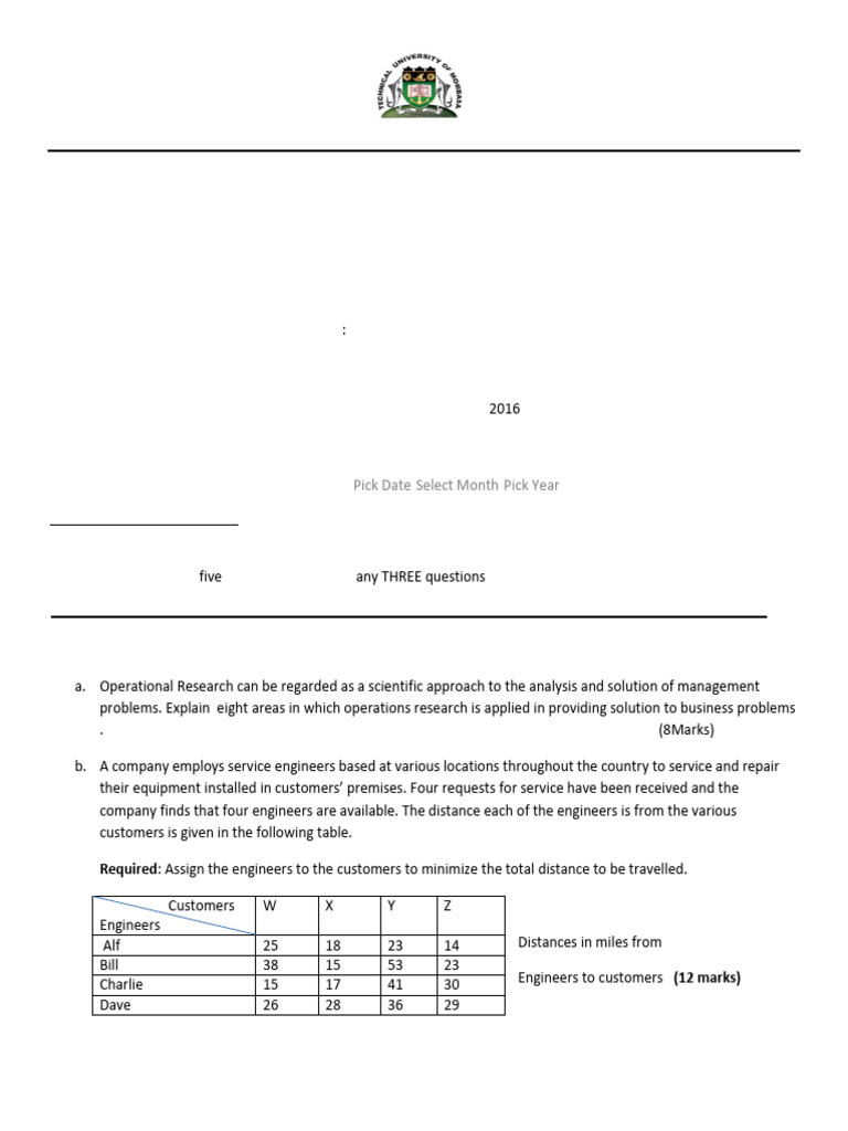 Emg 2518 Operations Research p1 | PDF