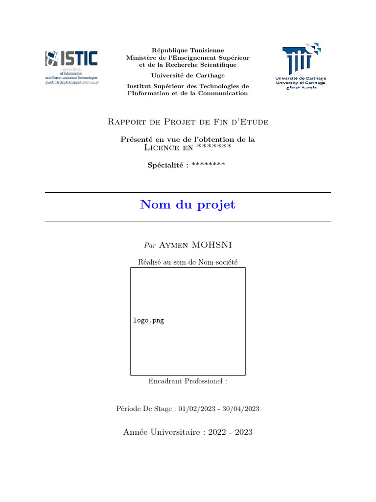 Template Rapport ISTIC PFE | PDF | Secteur d'activité du logiciel ...