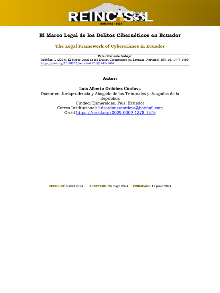 Marco Legal de Delitos Cibernéticos en Ecuador | PDF | La seguridad ...
