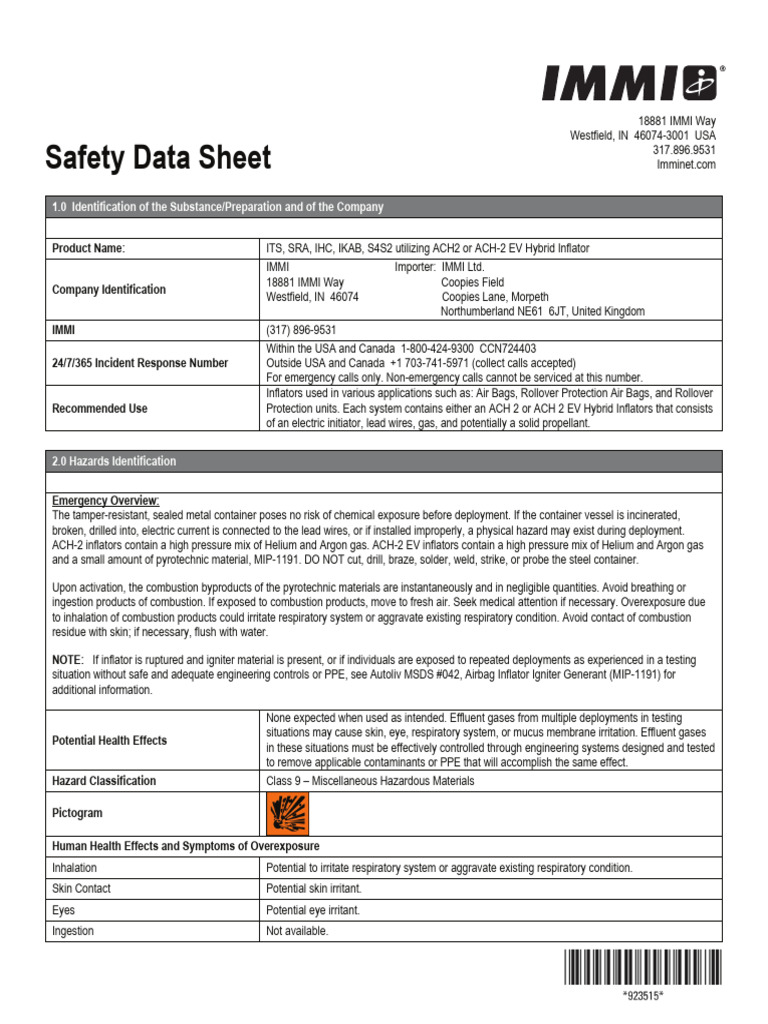 Material-Safety-Data Its Sra Ihc Ikab s4s2 | PDF | Personal Protective ...