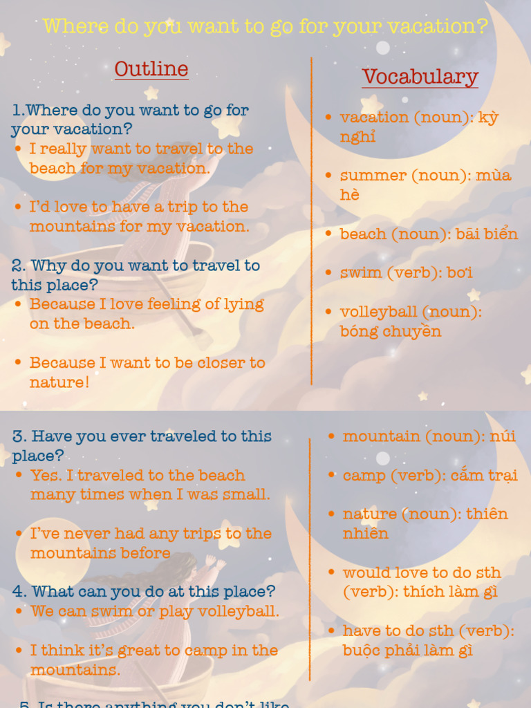 Vacation Destination Preferences Guide | PDF