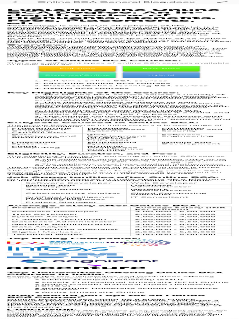 Online BCA Degree: Overview & Benefits | PDF | Academic Degree | Web ...