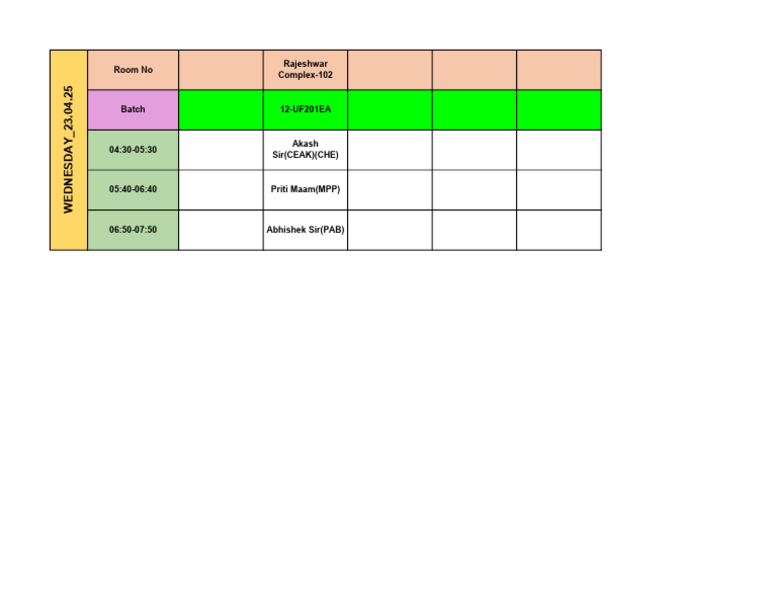 Wednesday Timetable 23.04 (Foundation) KKB | PDF
