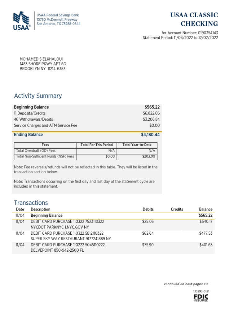Bank Checking Statement 4143 | PDF | Transaction Account | Debit Card
