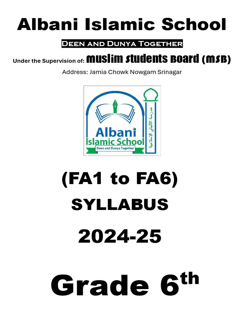 Grade 6 FA1 Syllabus 2024-25 | PDF | Prophets And Messengers In Islam ...