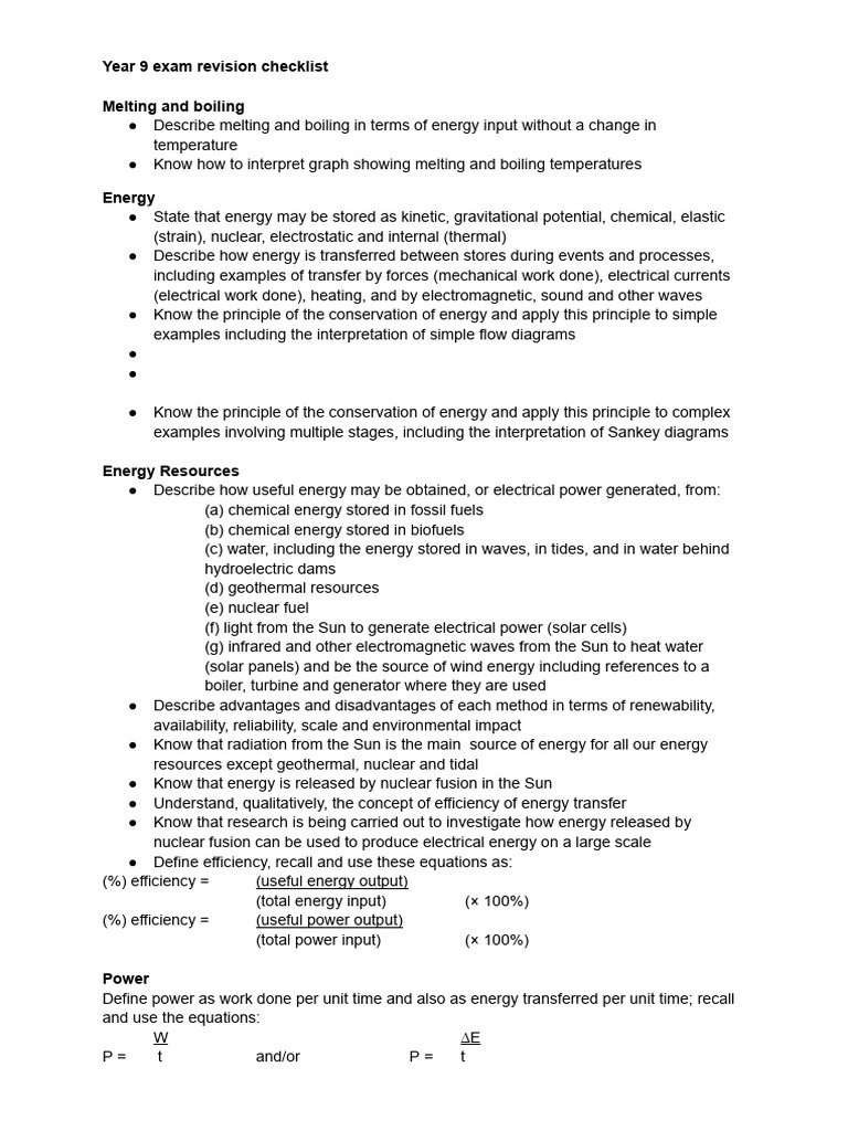 Year 9 Science Exam Revision Guide | PDF | Waves | Applied And ...
