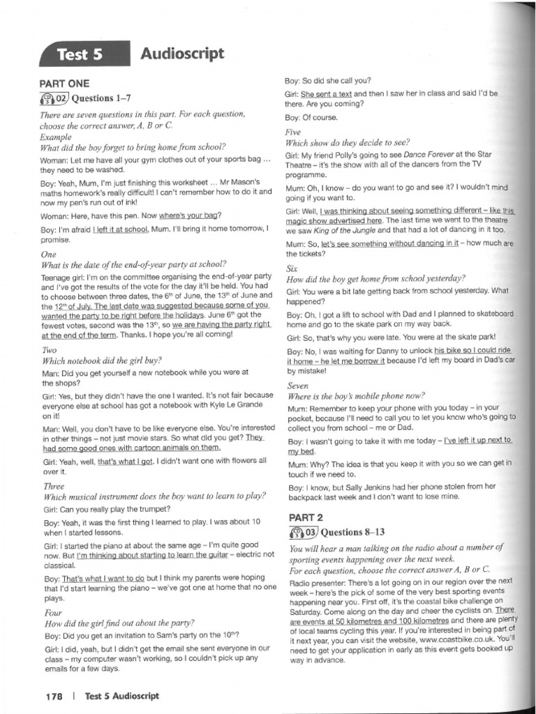 Preliminary For Schools Trainer 2012 - Test + Answer Key-181-184 | PDF