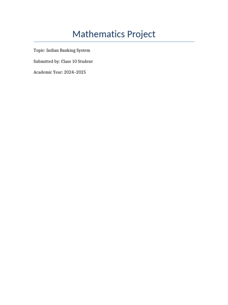 Indian Banking System Project Class 10 | PDF