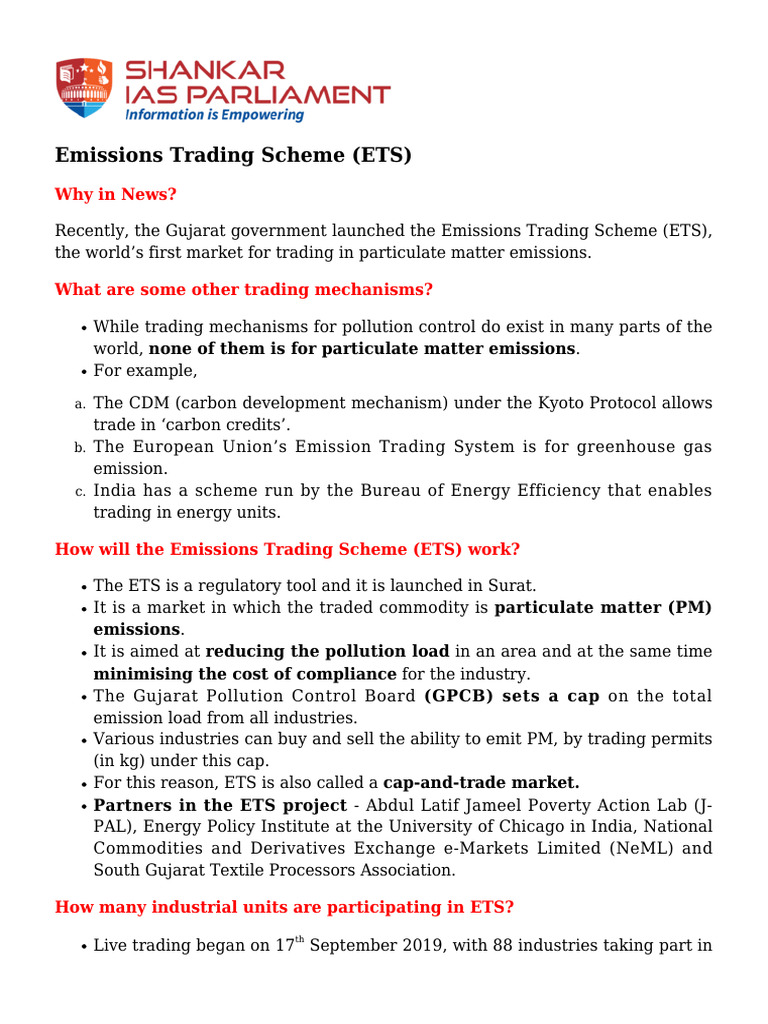 Surat's Emissions Trading Scheme Launch | PDF | Emissions Trading ...