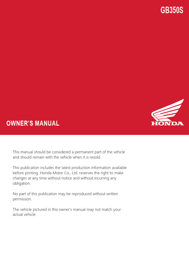 Honda GB350S Owner's Manual | PDF | Anti Lock Braking System | Brake