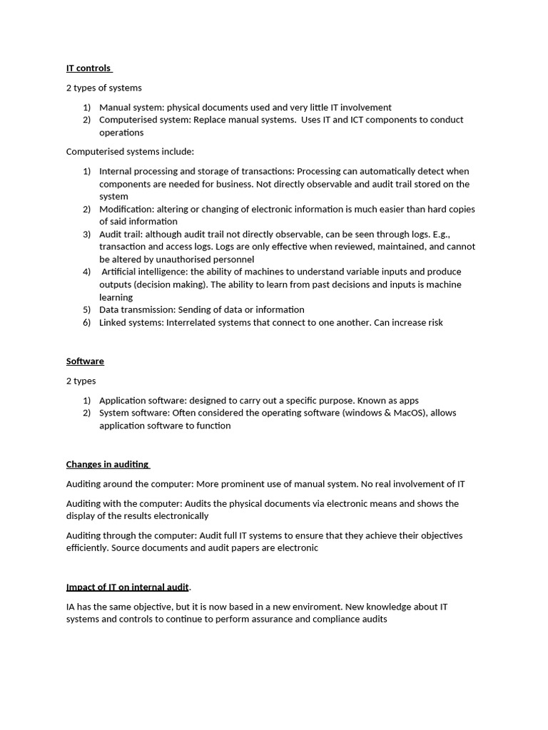 IT Controls and Auditing Systems Overview | PDF | Databases | System