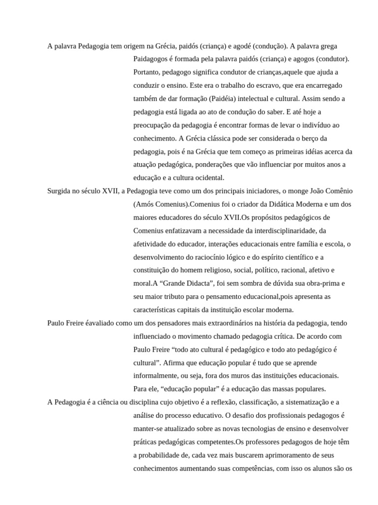 Origem e Funções da Pedagogia | PDF | Pedagogia | Aprendizado