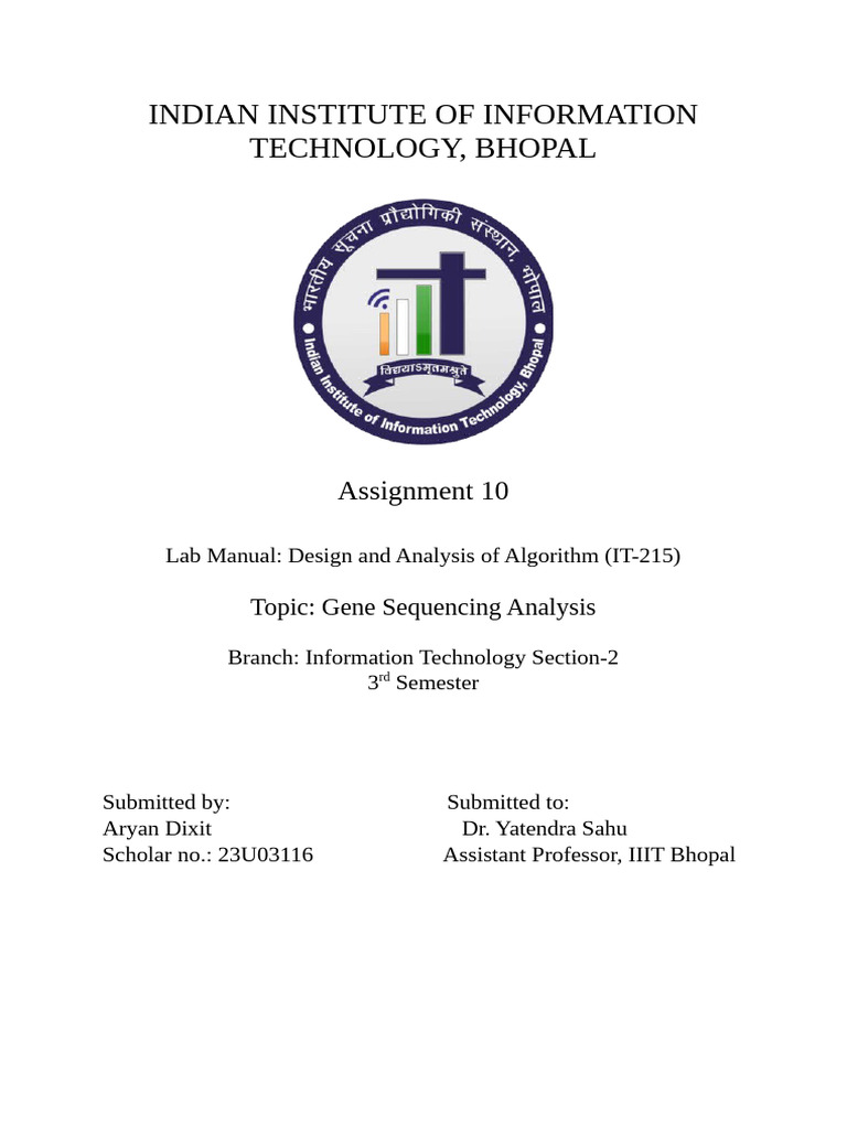 Daa Assignment 10 Aryan Project | PDF | Sequence Alignment ...