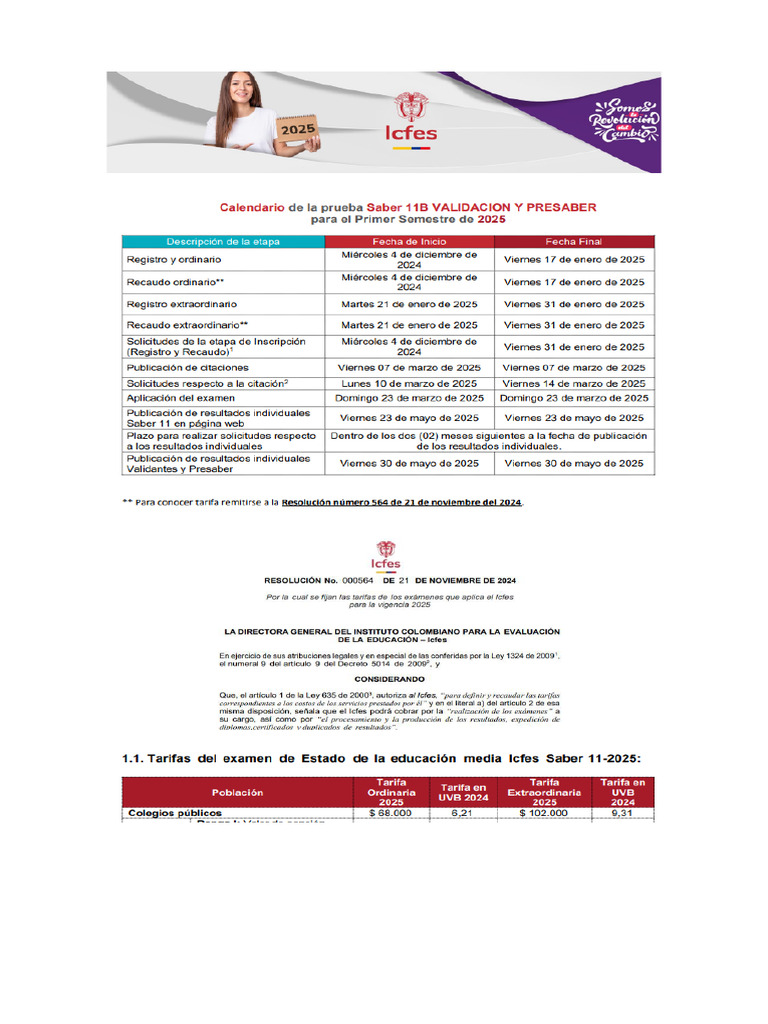 Cronograma Icfes - 2025 | PDF