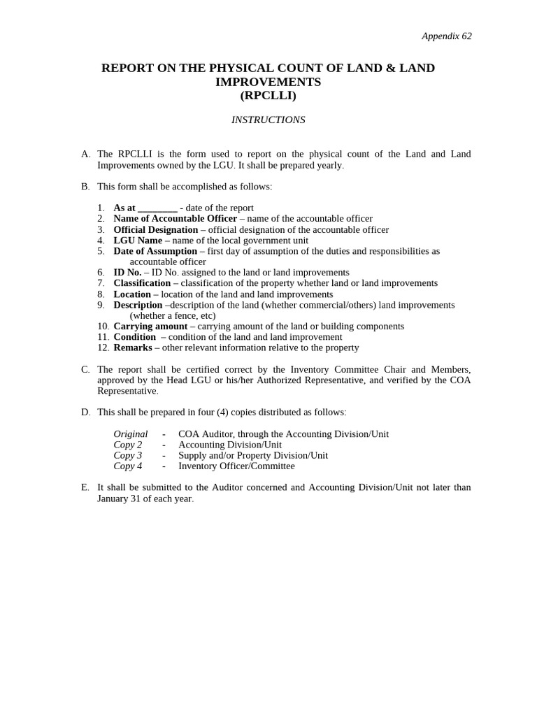 Appendix 62 - Instructions - RPCLLI | PDF