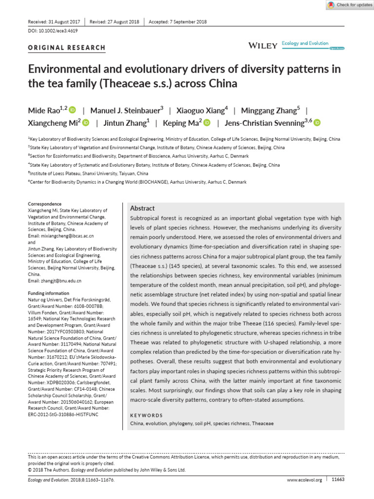 Ecology and Evolution - 2018 - Rao - Environmental and Evolutionary ...