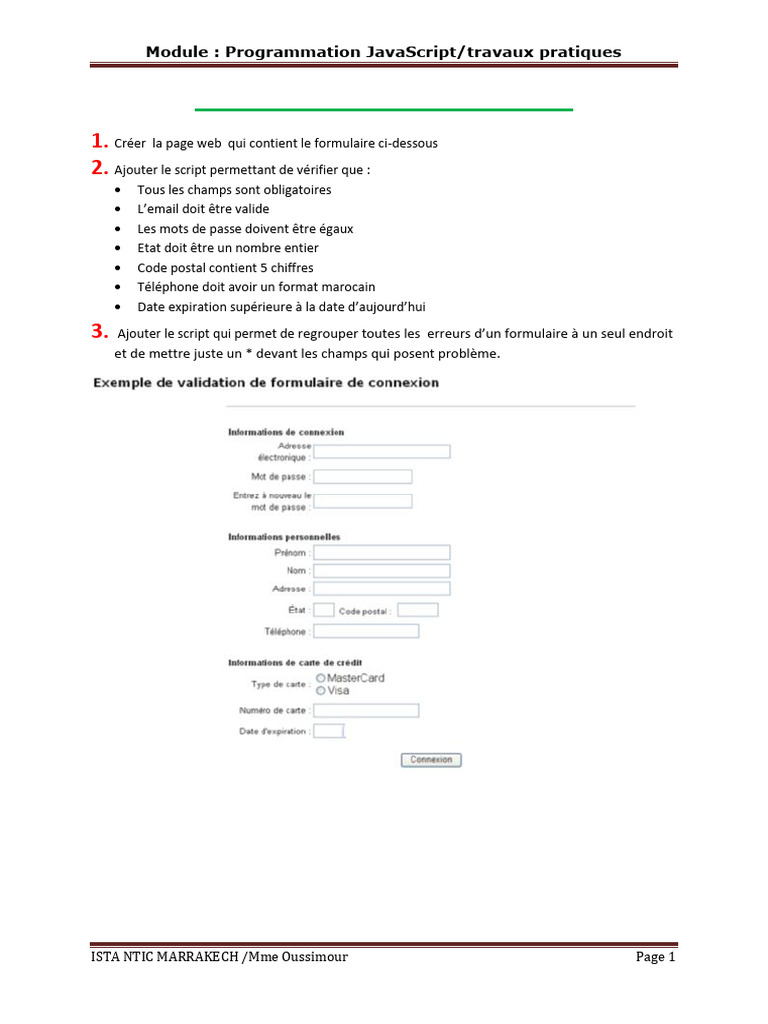 Validation de formulaires en JavaScript | PDF
