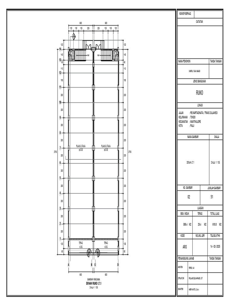 Denah Ruko Tondo Palu LT.1 dan LT.2 | PDF