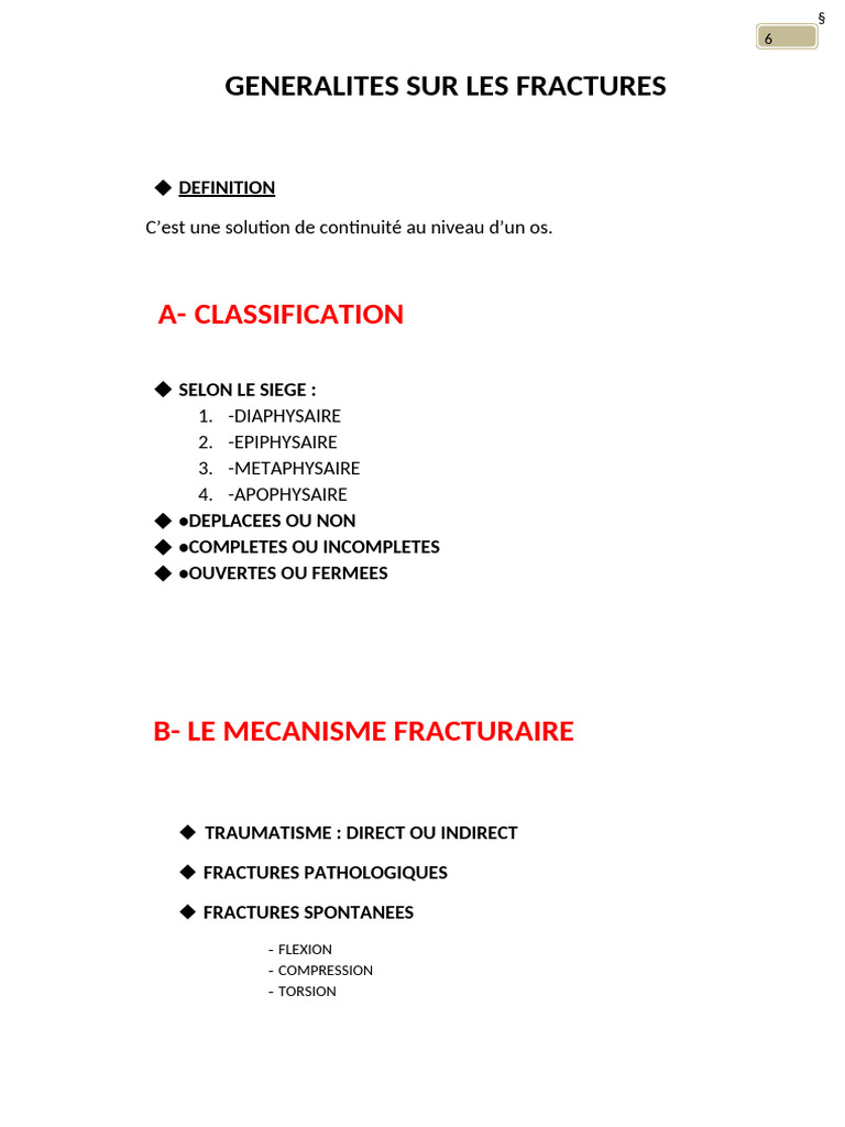 Généralités sur les fractures osseuses | PDF | Spécialités ...