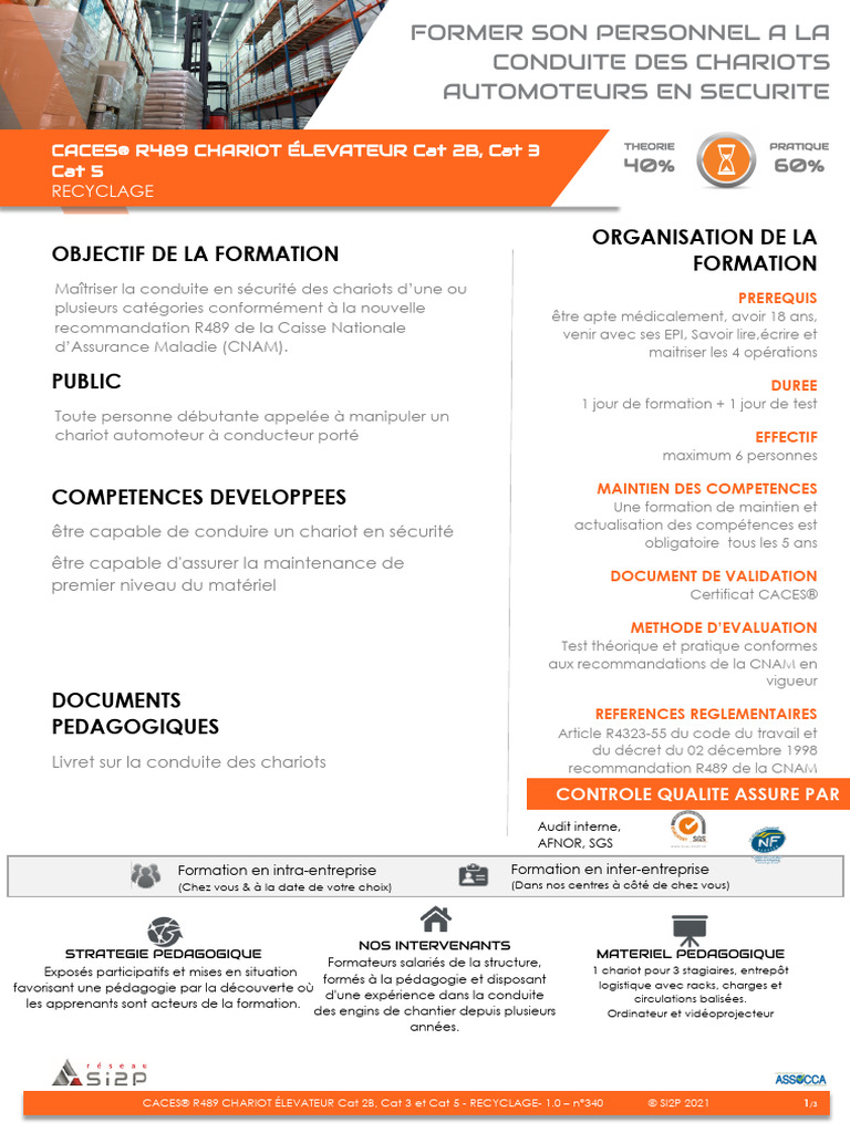 Formation CACES R489 Chariot Cat 2B | PDF | Chariot élévateur | Pédagogie