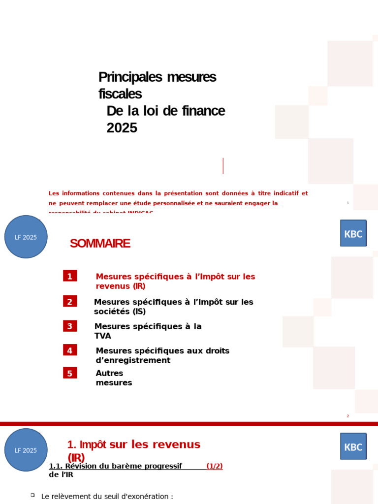 Mesures fiscales de la loi de finance 2025 | PDF | Impôt sur le revenu ...