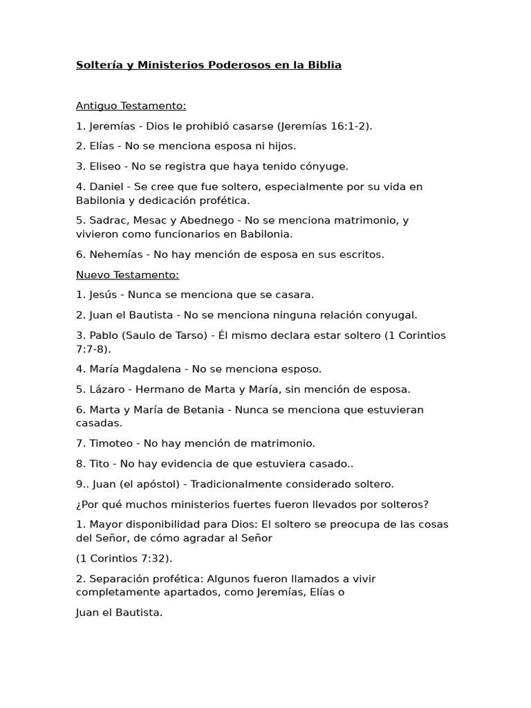 Soltería en Ministerios Bíblicos | PDF | Pablo el apóstol | Jesús