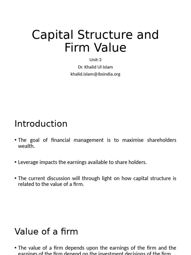 Capital Structure and Firm Value2 | PDF | Capital Structure | Cost Of ...