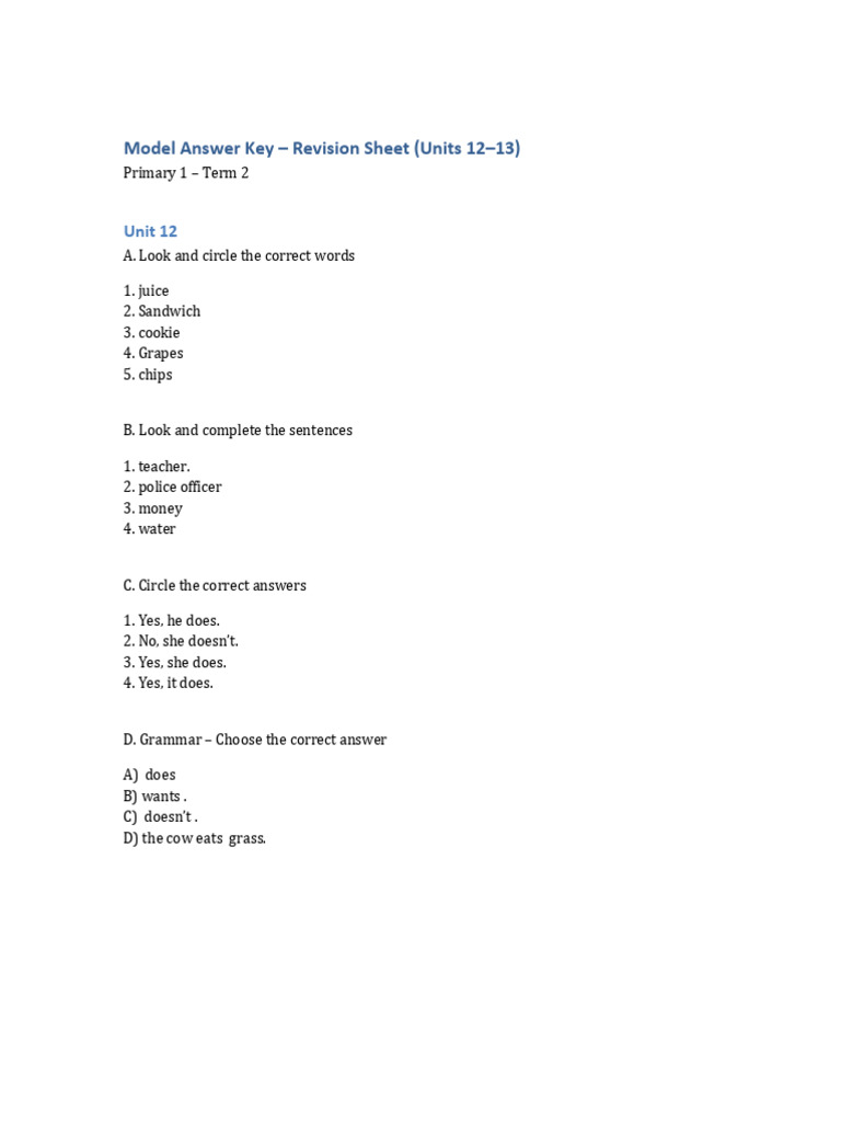Model answers | PDF