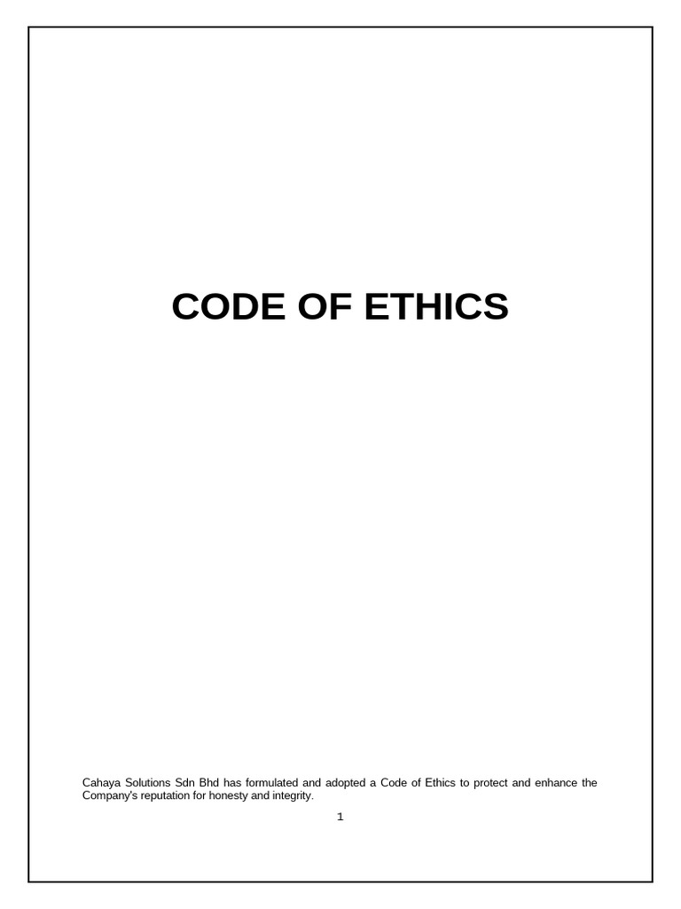 Cahaya Solutions Code of Ethics Guide | PDF
