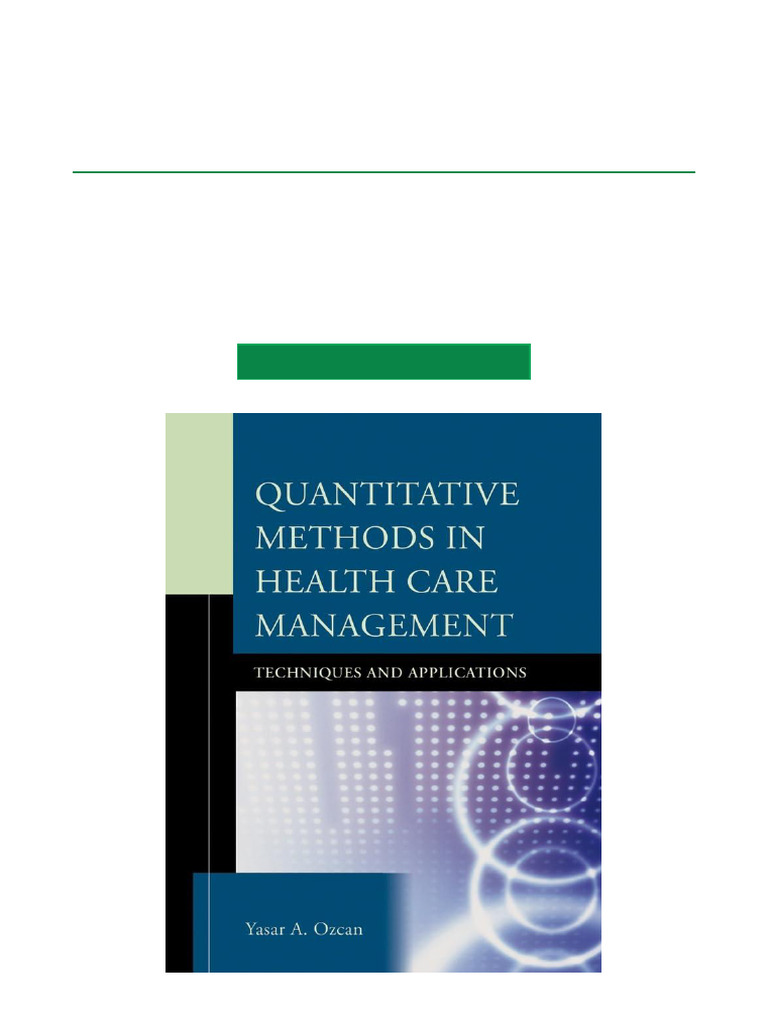 Quantitative Methods in Health Care Management | PDF | Forecasting ...
