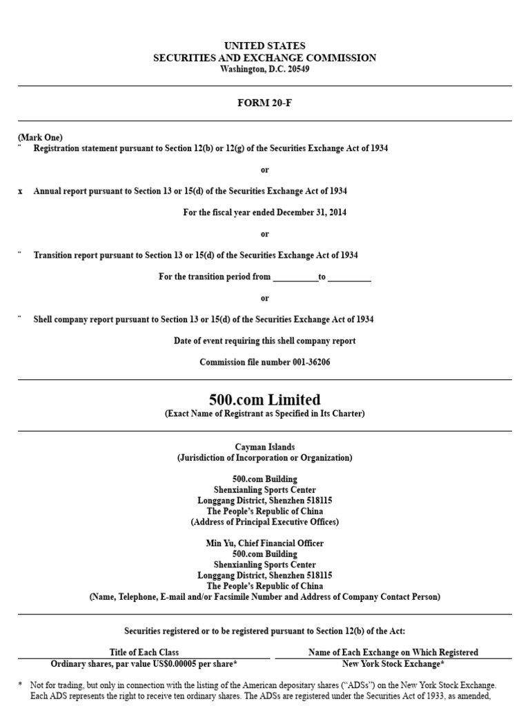 United States Securities and Exchange Commission | PDF | Renminbi ...