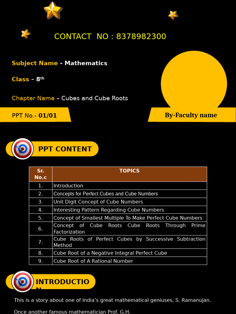CBSE - VIII - Cubes and Cube Roots | PDF | Numbers | Elementary Mathematics