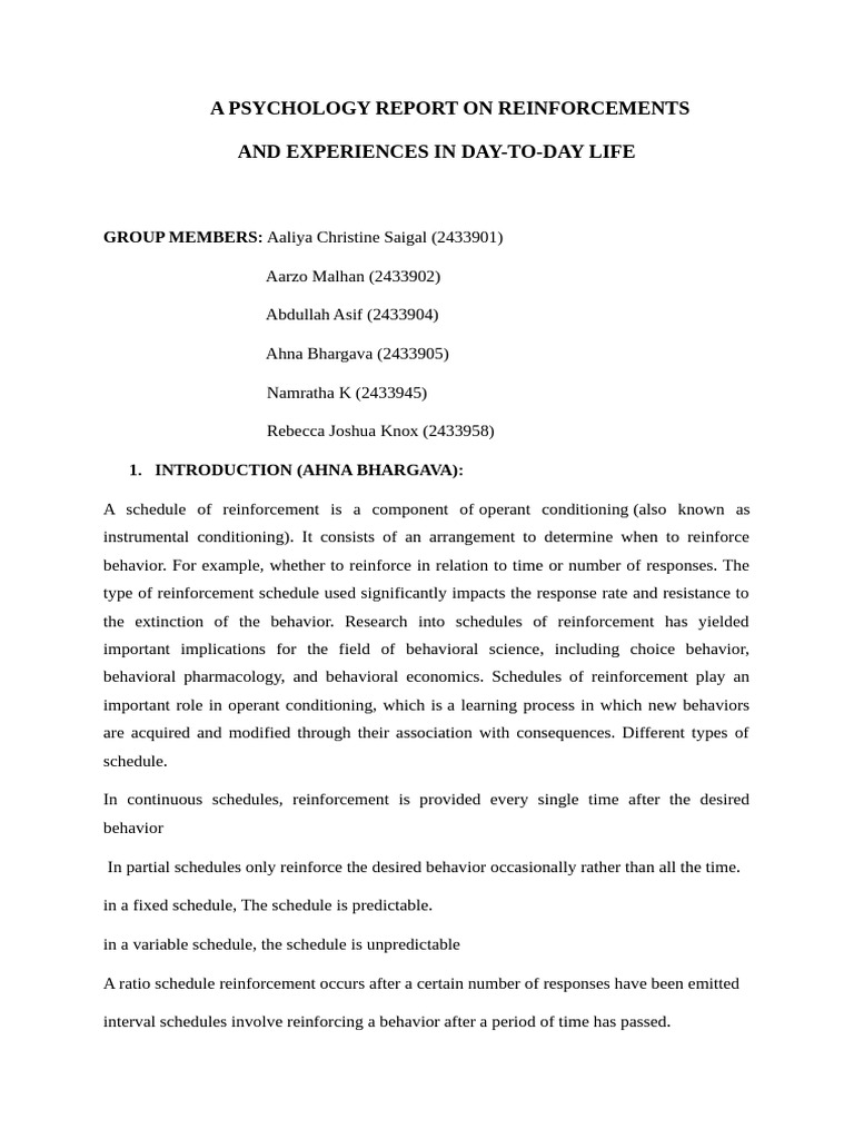 Psychology of Reinforcement in Daily Life | PDF | Reinforcement | Learning