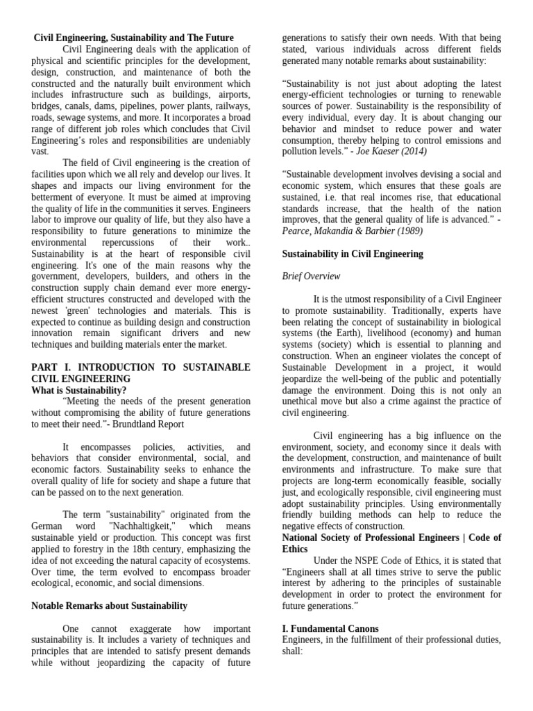 Civil Engineering and Sustainability Insights | PDF | Sustainability ...
