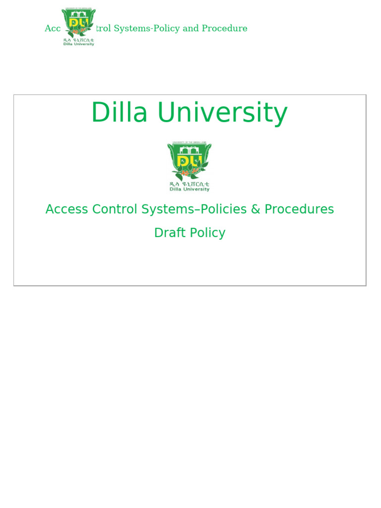 Dilla University Access Control Policy | PDF | Access Control | Business