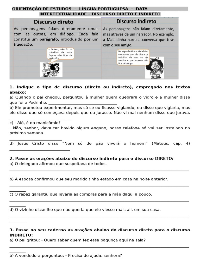 Discurso direto e indireto | PDF