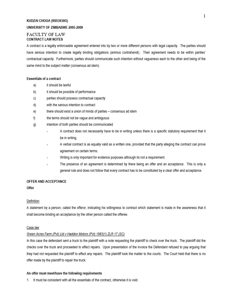 Contract Law Essentials and Offer Analysis | PDF | Offer And Acceptance ...