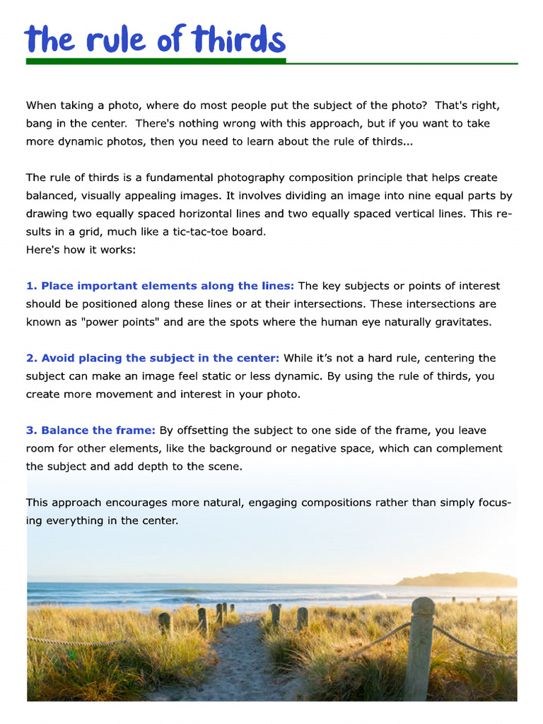 Understanding the Rule of Thirds | PDF