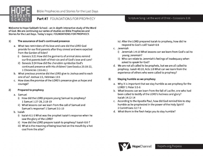 Foundations for Prophecy Study Guide | PDF