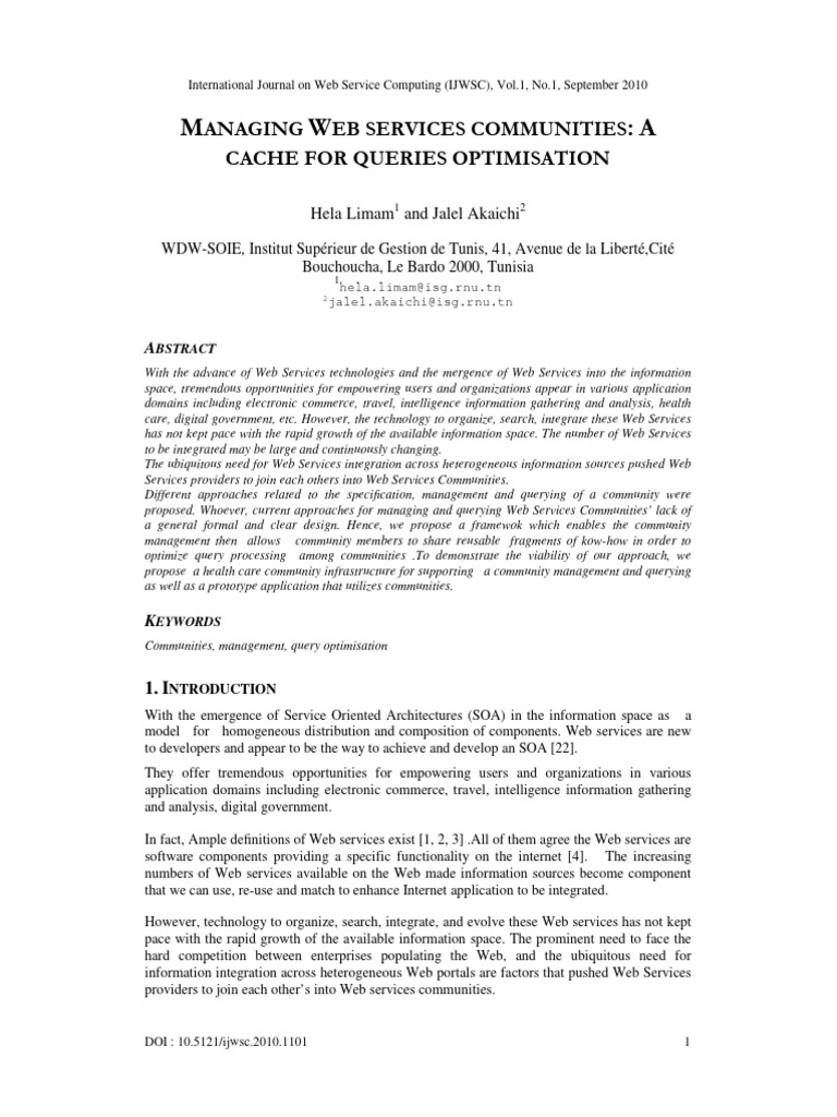 Optimizing Queries in Web Services Communities | PDF | Cache (Computing ...