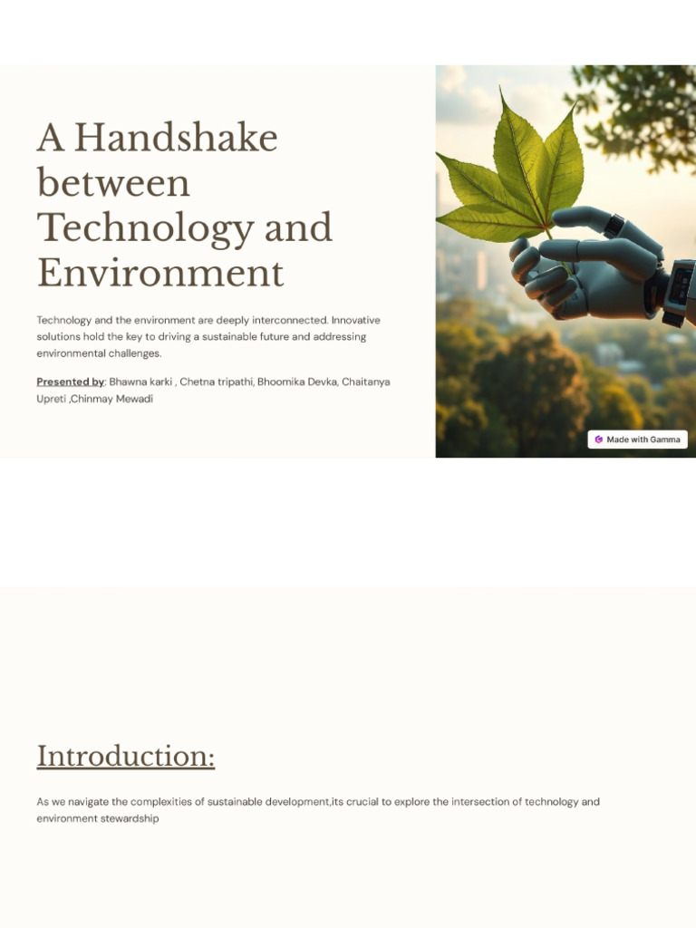 A Handshake Between Technology and Environment | PDF
