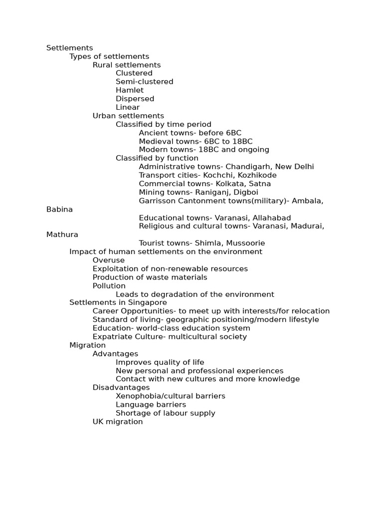 Types and Impact of Human Settlements | PDF